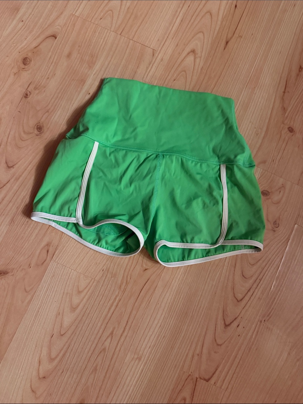 NWOT Free People Dupe Bright Green Athletic Shorts with White Trim